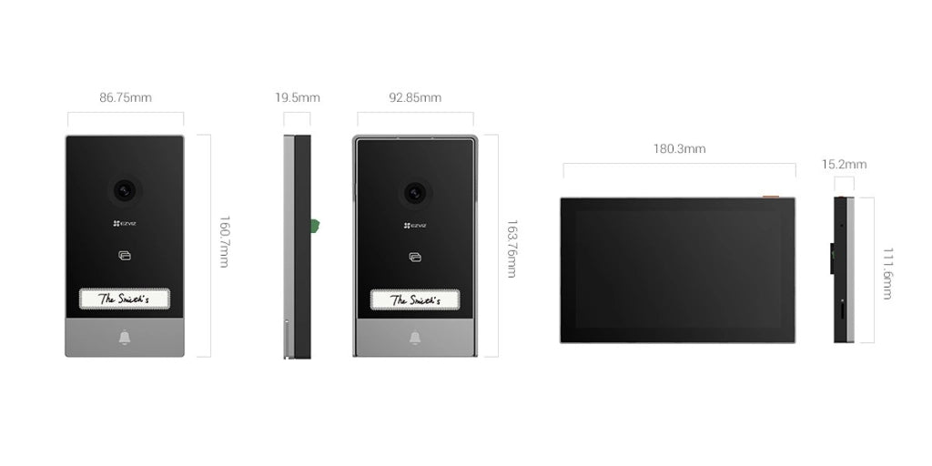 VIDEOCITOFONO EZVIZ HP7 - 2K - SCHERMO TOUCH 7"" - CONTROLLO REMOTO - RILEVAMENTO MOVIMENTO - AUDIO BIDIREZIONALE - SBLOCCO RFID