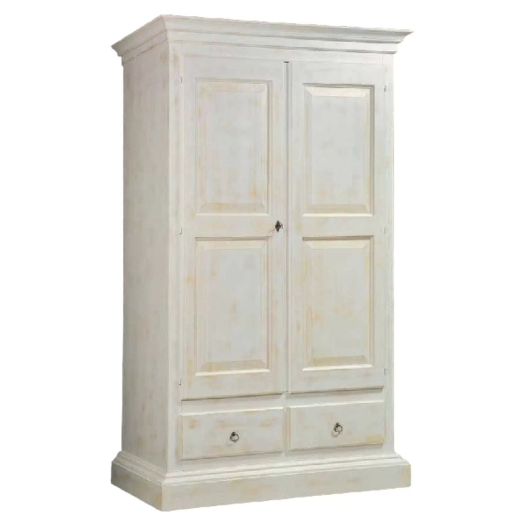 Armadio 2 porte legno shabby bianco consumato 125x61x200 - Mobili 2G