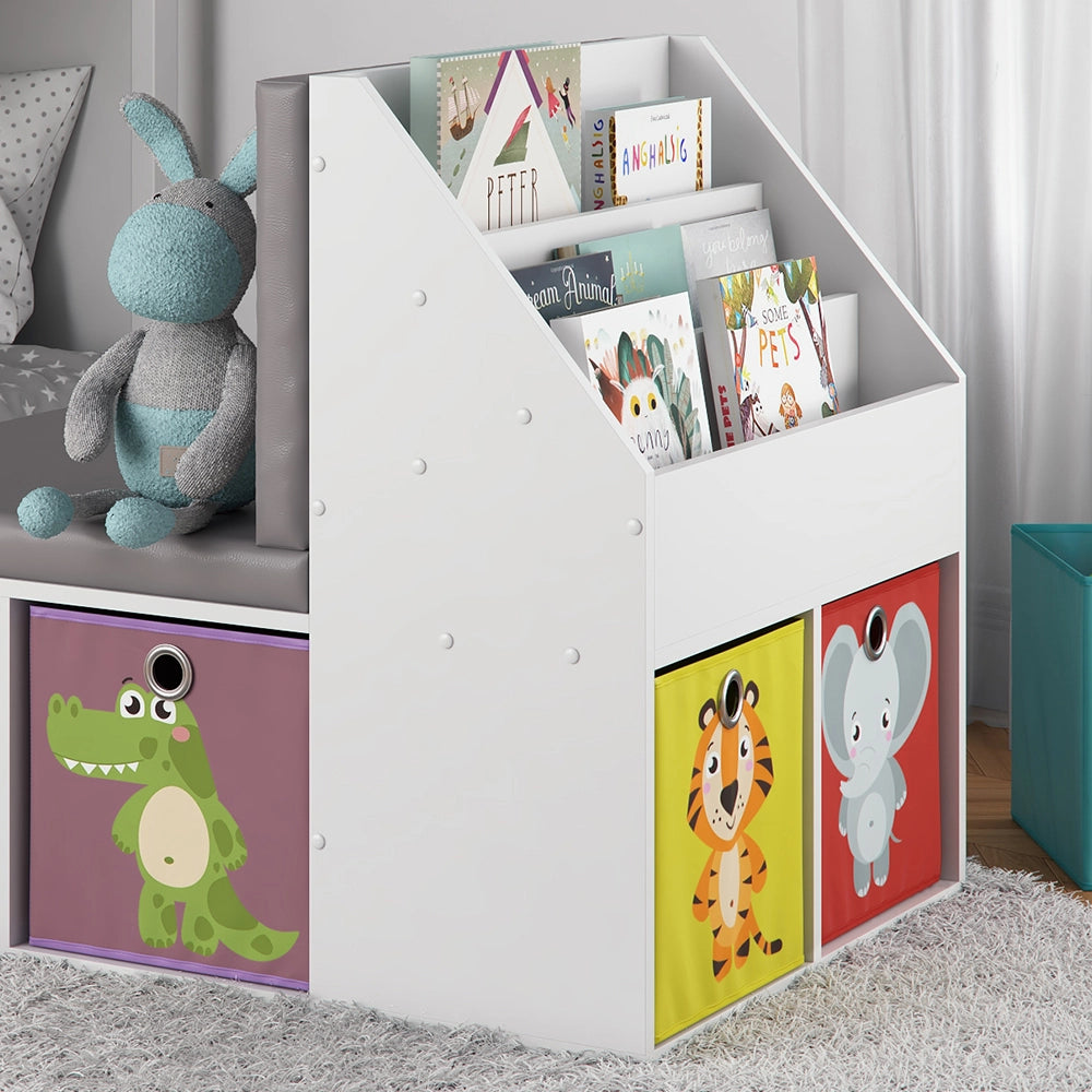 Vicco Libreria bambini Bianco 97.1 x 78.4 cm con 6 scatole pieghevoli colorate