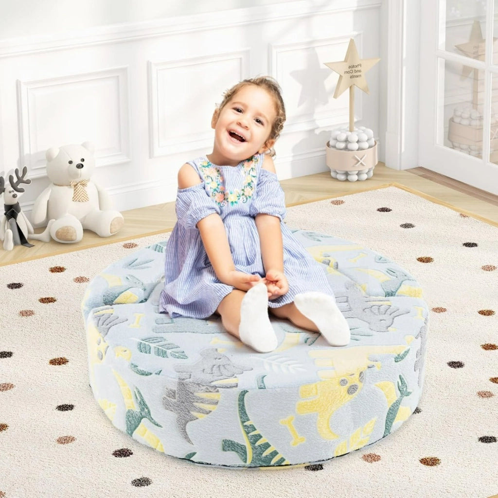 Divano pile per bambini con rivestimento flanella, Spugna morbida e copertura lavabile  Blu