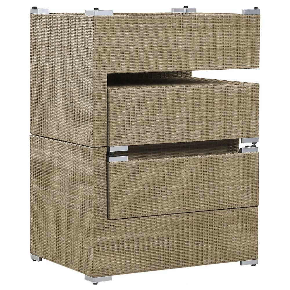 Set salotto da giardino marrone bianco cuscini Rattan Sintetico per 2 persone Set da esterno 3 pezzi con tavolino
