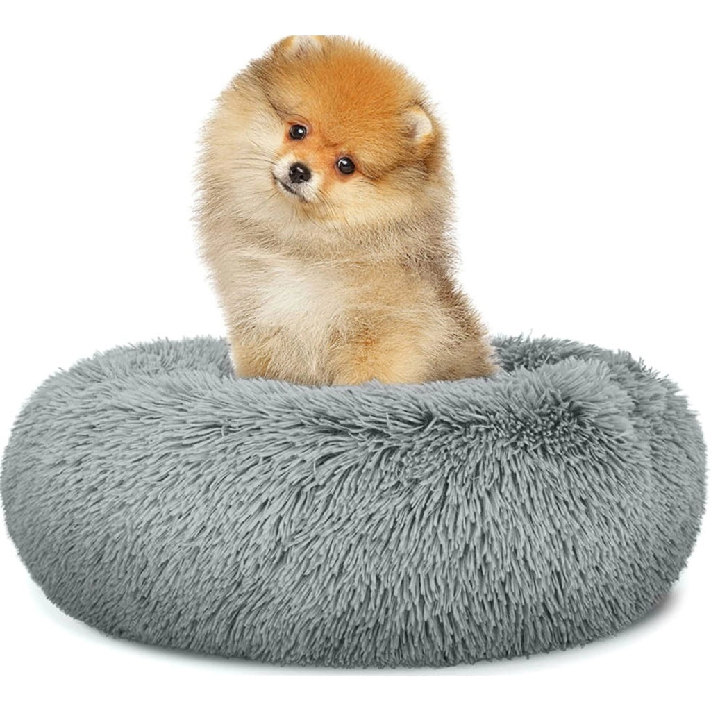 Cuccia a ciambella peluche grigio chiaro per piccoli animali