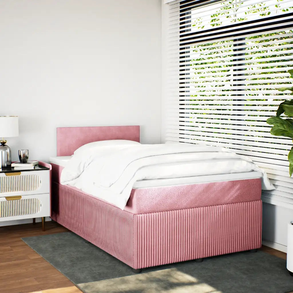 Giroletto a Molle con Materasso Rosa 120x190 cm in Velluto