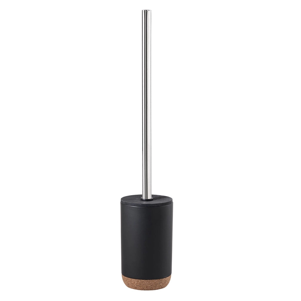 Scopino WC con ciuffo in setole d'appoggio in ceramica e sughero IL33 Gedy serie ILARY Nero Matt