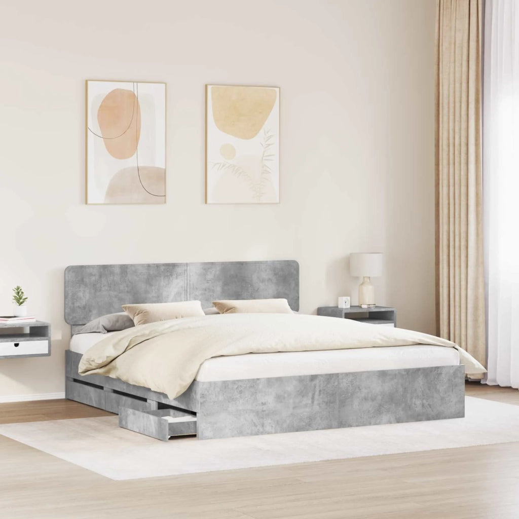 Struttura del letto con cassetto Grigio Cemento 200 x 200 cm 3412153
