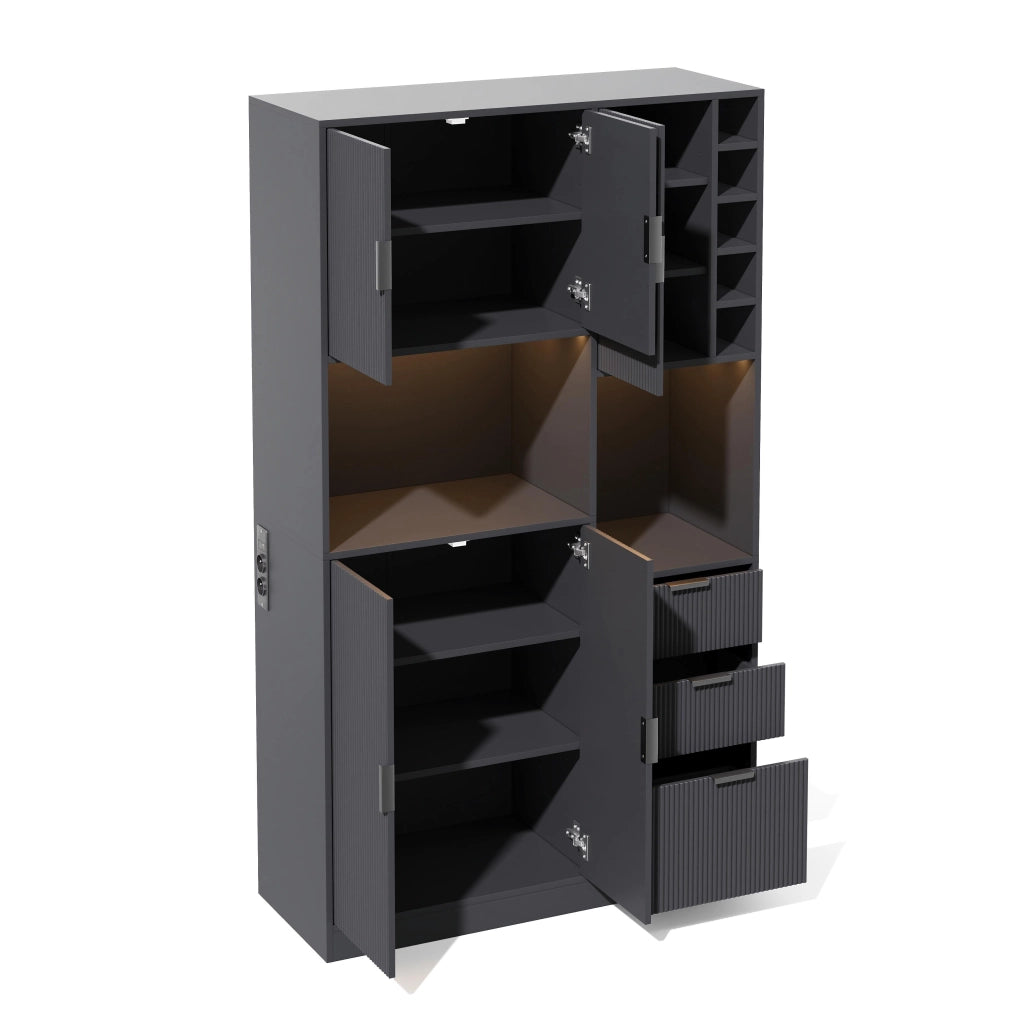 Mobile Cucina Alto con LED, Cassetti e Portabottiglie ¨C MINIMAL ¨C 180x105x40