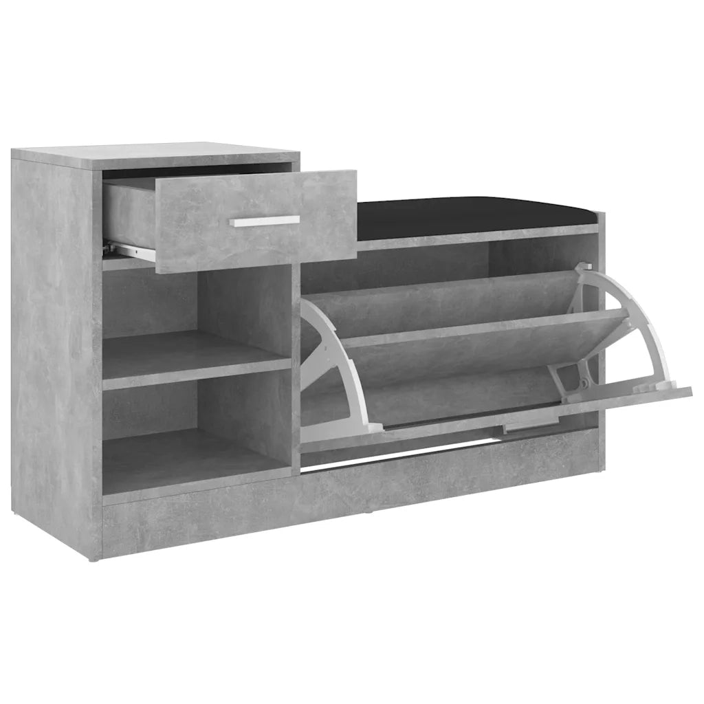 Panca Porta Scarpe-Sgabello-Panca Scarpiera Grigio Cemento 94,5x31x57 cm Multistrato