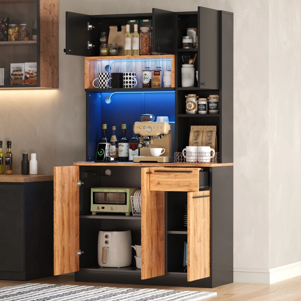 Mobile dispensa con LED RGB e prese integrate ripiani regolabili MDF 100 × 40 × 180 cm