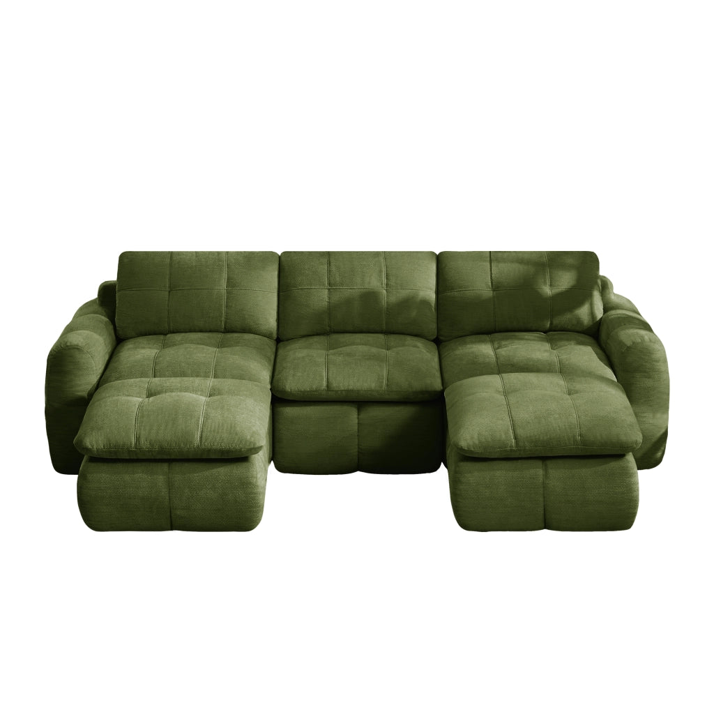 Divano modulare 3 posti - con seduta ergonomica e moduli separabili - in chenille verde