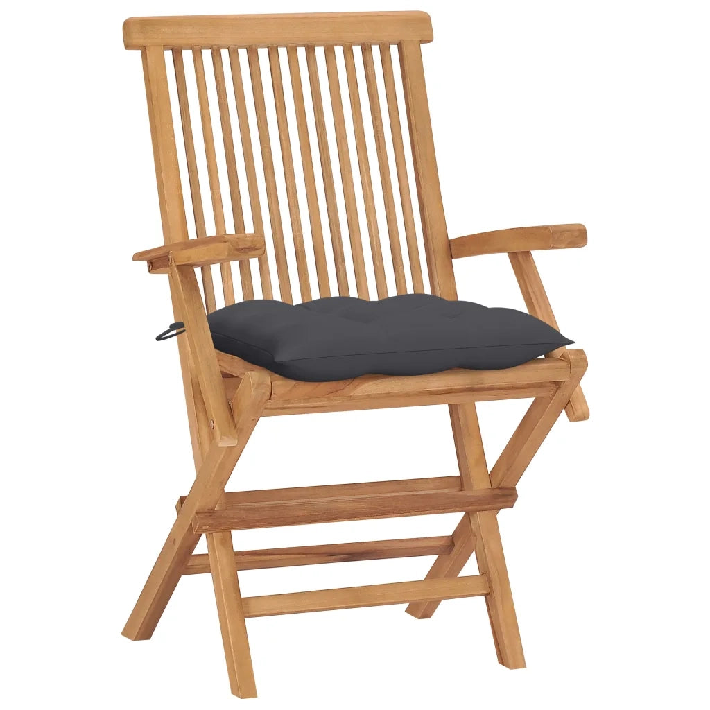 Sedie da Giardino con Cuscini Antracite 4 pz | Sedie da Esterno Legno Massello Teak
