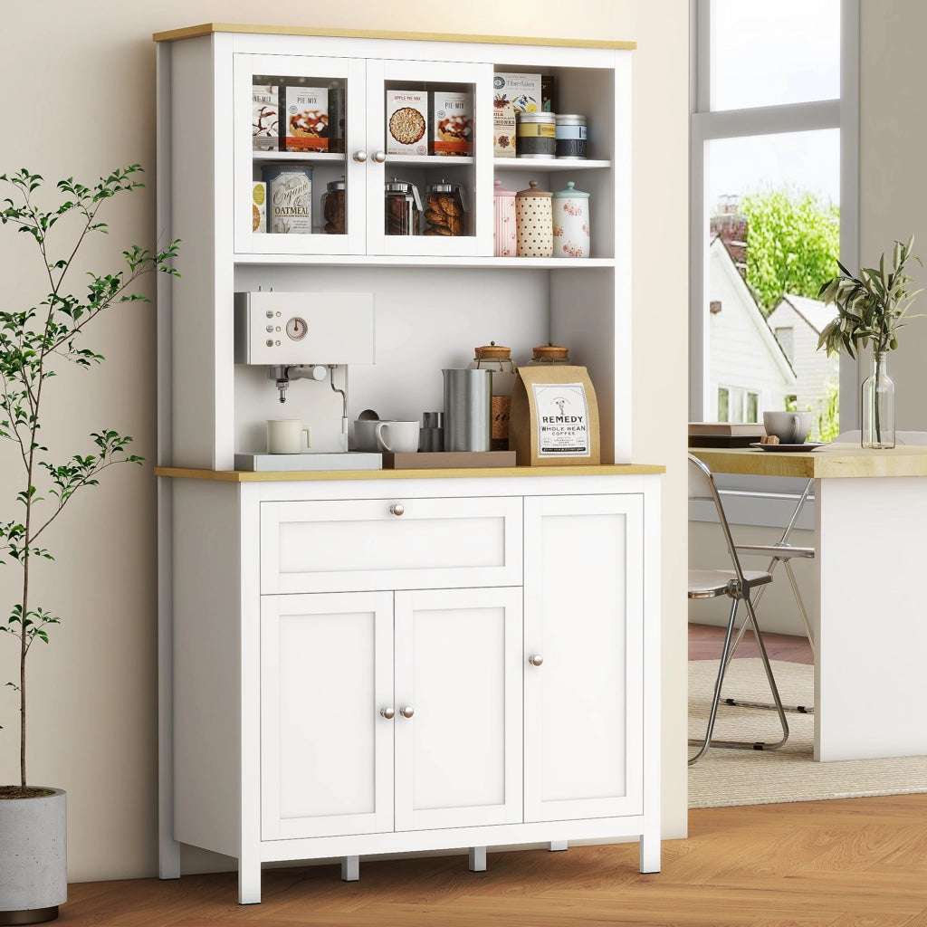 Armadio Cucina con 5 Porte e Ripiani Aggiustabili ¨C zephmum ¨C 100x40x180 Bianco