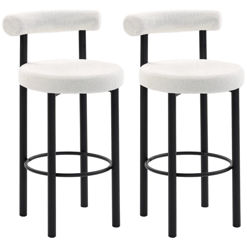 Sgabelli da Bar ¨C Zephmum ¨C Tessuto Bouclette Bianco 50x52.5x98cm