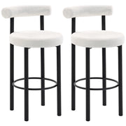 Sgabelli da Bar ¨C Zephmum ¨C Tessuto Bouclette Bianco 50x52.5x98cm