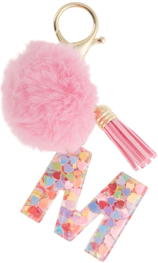 Sleutelhanger con Palla di Pelle - Sleutelhanger per Ragazze - Sleutelhanger con Lettere Iniziali - Sleutelhanger in Pelle - Sleutelhanger con Pennello - Duraturo e Robusto - Sleutelhanger con Iniziale