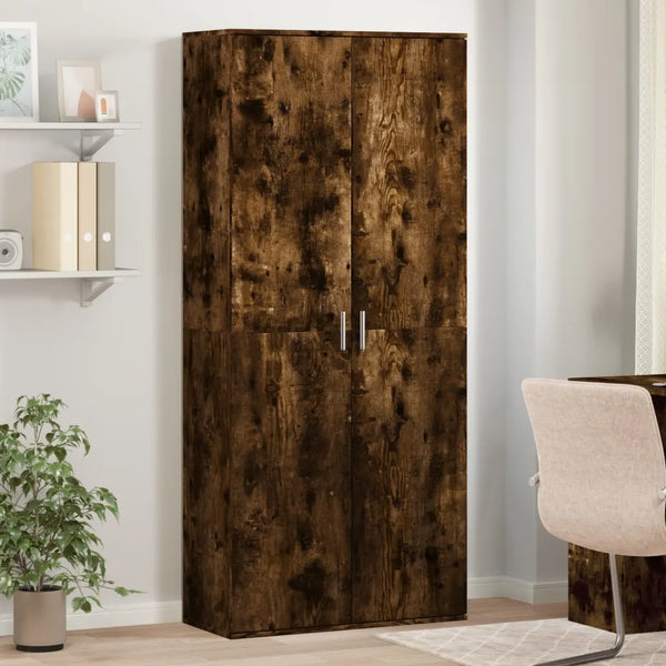 Credenza-Buffet-Armadio da cucina Rovere Fumo 80x35x180 cm in Legno Multistrato