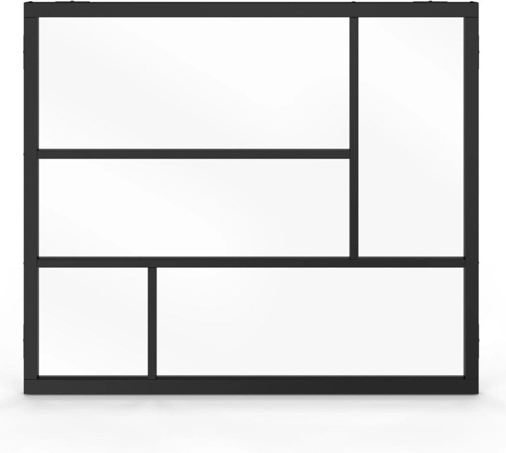 IDMarket - Tetto Geometrico in Vetro da Studio L. 93 x H. 108 cm in Metallo Nero e Vetro temperato