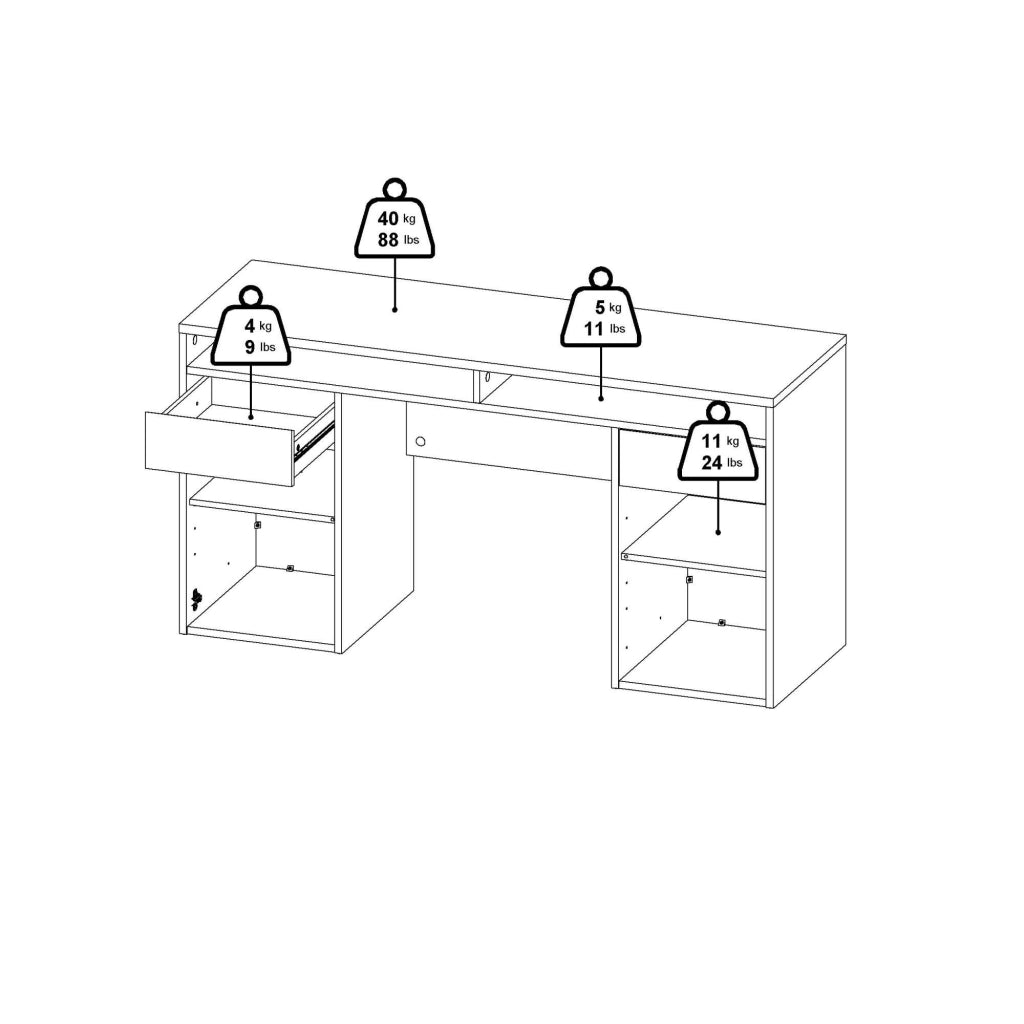 Scrivania Leepi, Scrittoio multiuso, Tavolo per ufficio porta PC, Piano di lavoro, 149x48 h77 cm, Rovere