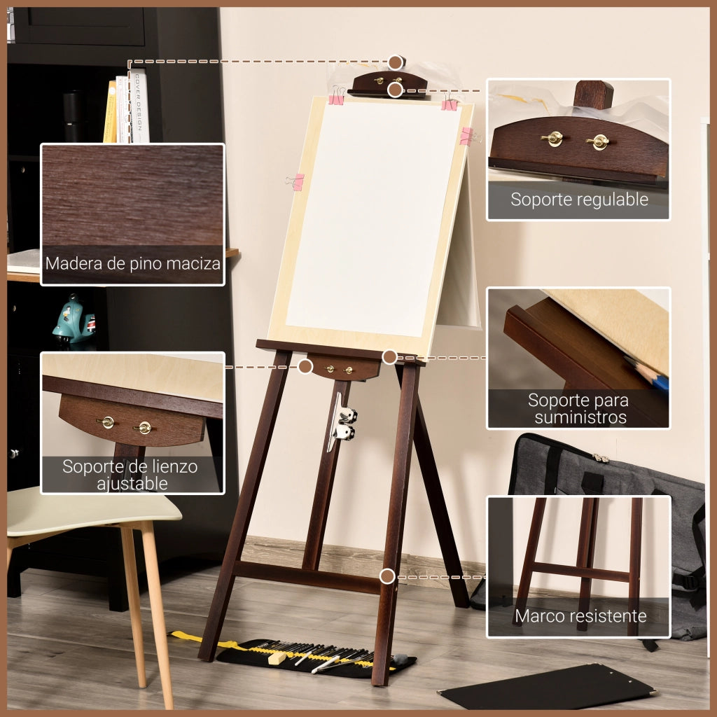 Tavolo da pittura regolabile 75¡ã con treppiede e pennello ¨C zephmum ¨C 51,5x71,5x134,5 cm marrone