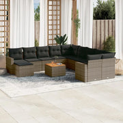 Set Divani da Giardino 12 pz con Cuscini Grigio in Polyrattan 3256753