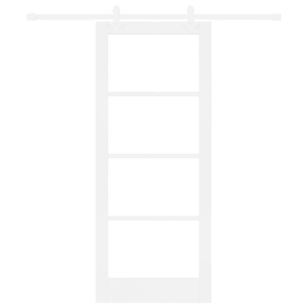 Set di Porta Scorrevole  con Hardware Bianco 83x202 cm Legno Massello in Pino