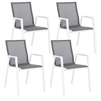 Set 4 Sedie da Giardino 56x61,5x88h cm con Braccioli Krion Bianco