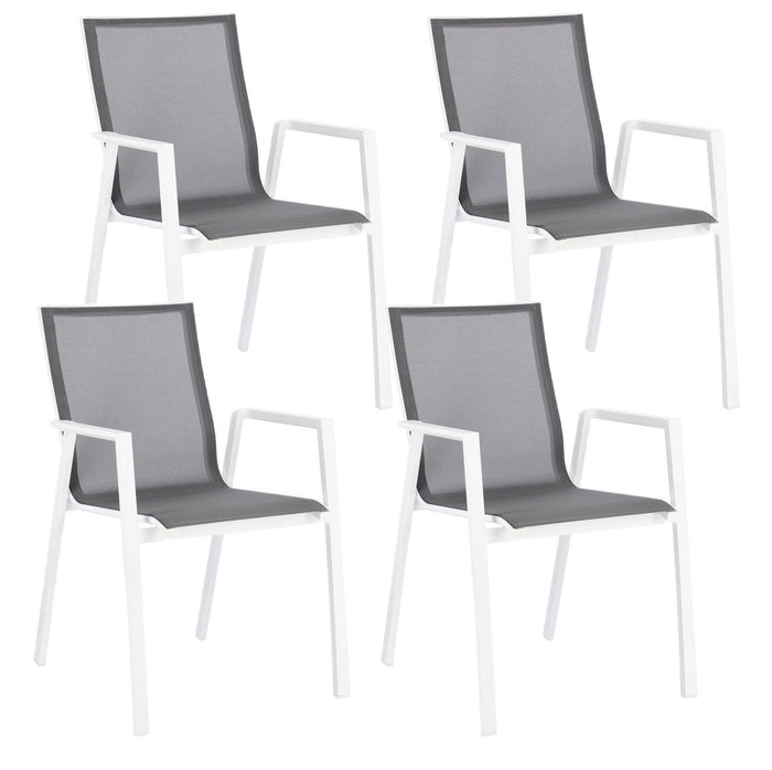 Set 4 Sedie da Giardino 56x61,5x88h cm con Braccioli Krion Bianco