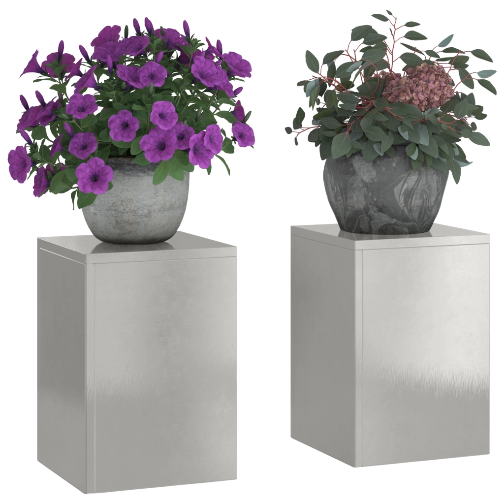 Supporti per Piante da Esterno Pilastro 2 pcs 24x24x35 cm Acciaio Inossidabile