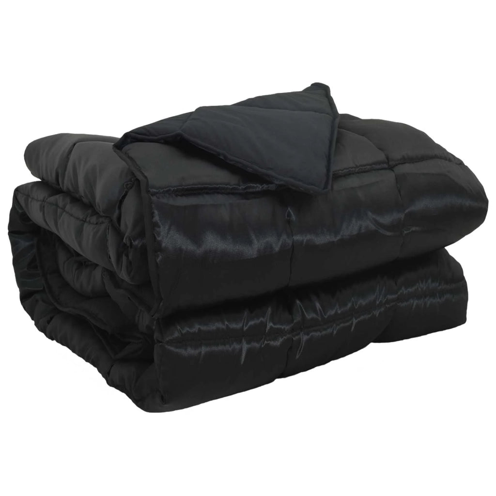 Piumone | Duvet Completo Annuale Nero 200 x 240 cm Satin e Micropile