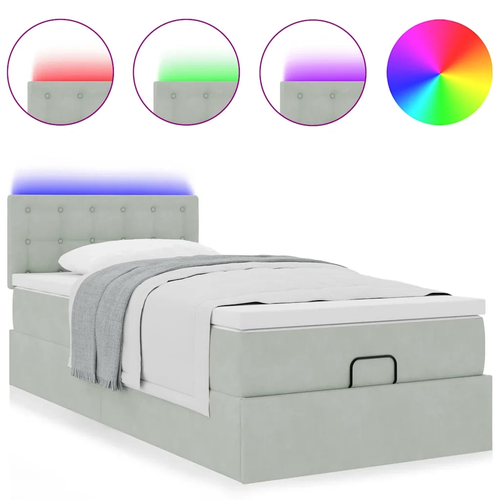 Struttura Letto Pouf con Materasso 90x200 cm in Velluto