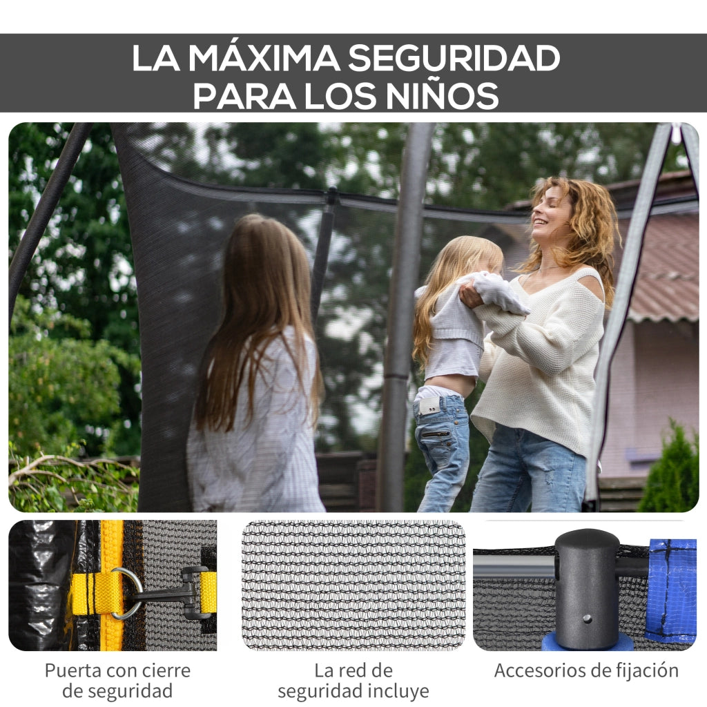 Trampolino da Giardino con Rete di Sicurezza ¨C zephmum ¨C Nero 244x180 cm