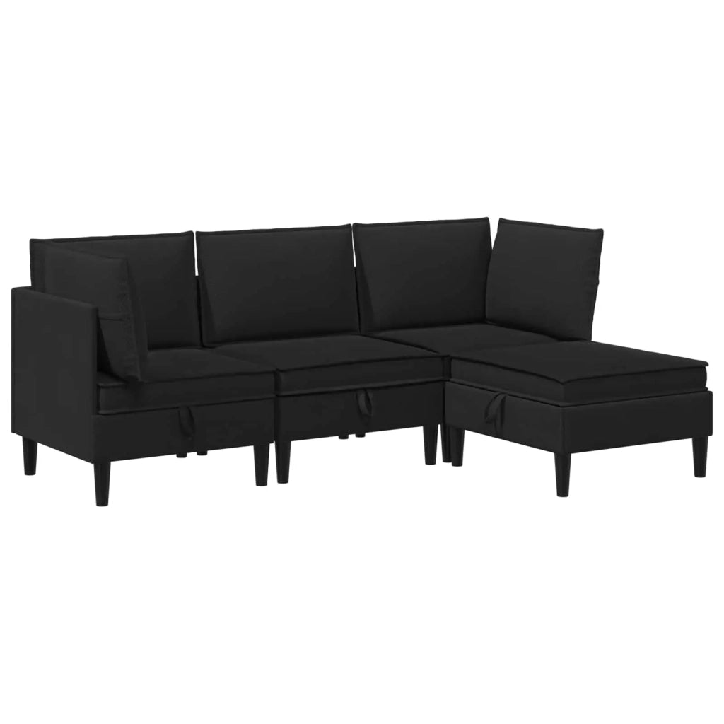 Set di mobili per il soggiorno 4 pcs Nero Tessuto