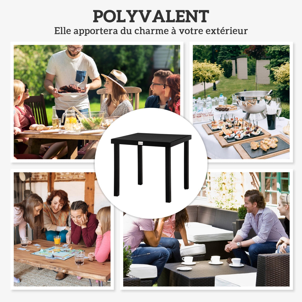 Tavolo da pranzo per giardino 4 persone ¨C zephmum ¨C alluminio nero 78x78x74