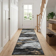 Runner Tappeto LESAKA Nero e Oro 100 x 150 cm Velluto diamante 42045304