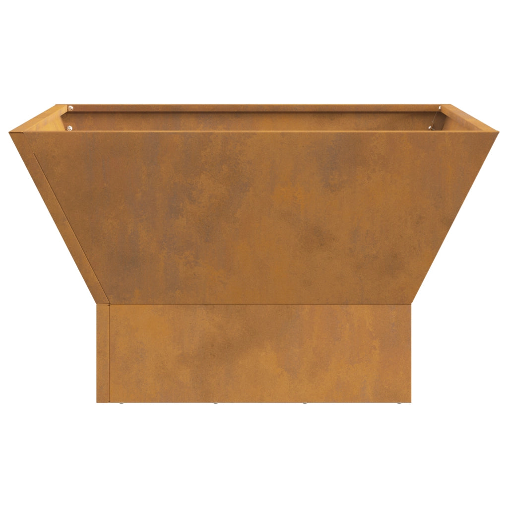 Focolare quadrato marrone 60x60x35 cm in acciaio antiruggine