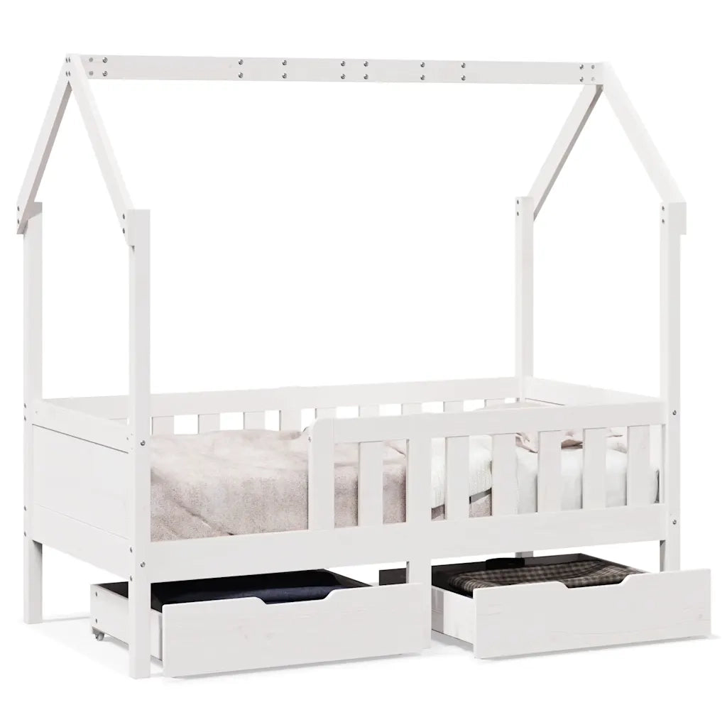 Giroletto per Bambini con Cassetti 80x170cm Legno Massello Pino