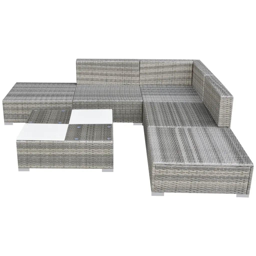 Set Divani da Giardino 6 pz con Cuscini in Polyrattan Grigio 42737