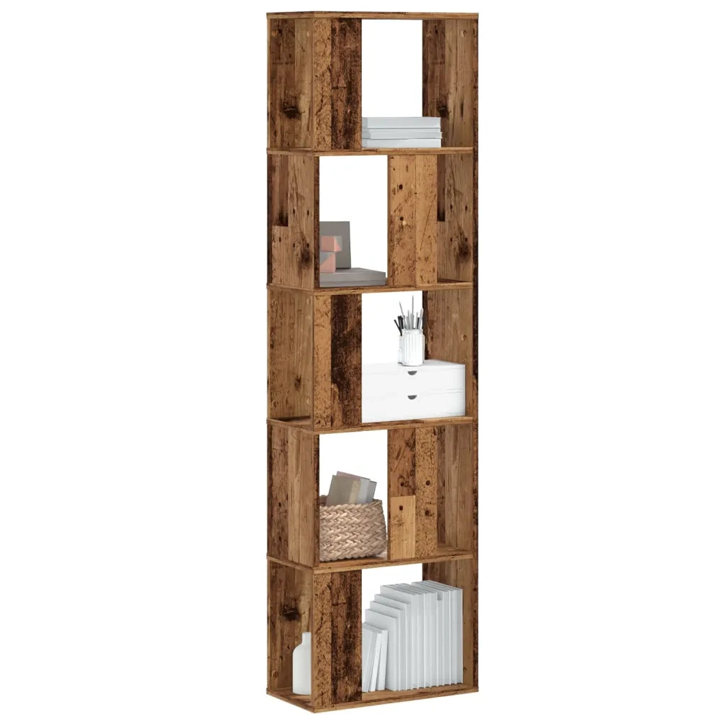 Libreria 5 Ripiani-Scaffale per Libri-Mobile di Stoccaggio Legno Vecchio 45x23,5x162,5cm Multistrato