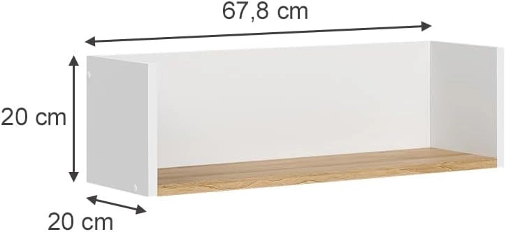 Libreria da parete Viktor, Bianco/Artisan, 67.8 x 20 cm