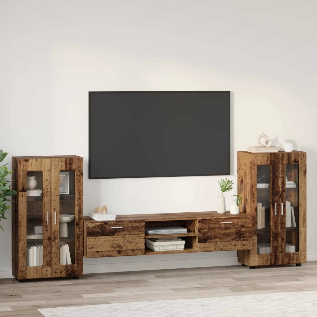 Set mobile TV FLORIN 3 pz-Credenza per TV Legno vecchio Legno multistrato 146862