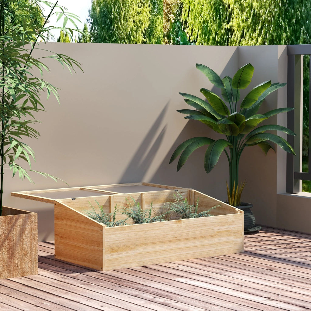 Serra in Legno per Giardino e Balcone ¨C zephmum ¨C Naturale 100x50x35 cm