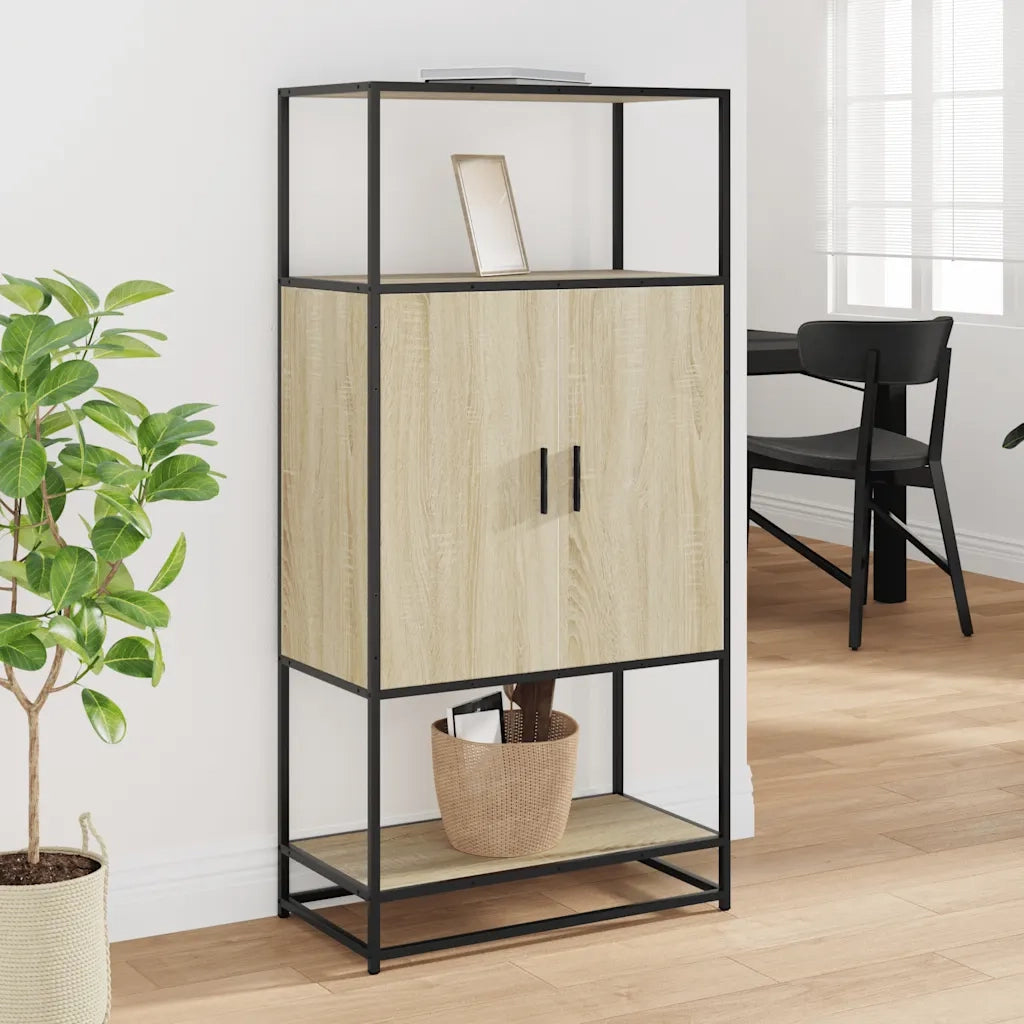 Credenza | Madia | Buffet da pranzo | Armadio da pranzo Rovere Sonoma 68x35x139 cm Legno Multistrato Metallo