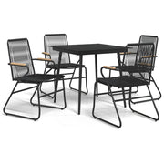Set da Pranzo da Giardino 5 pz | Set Salotto da Giardino Nero in Rattan PVC