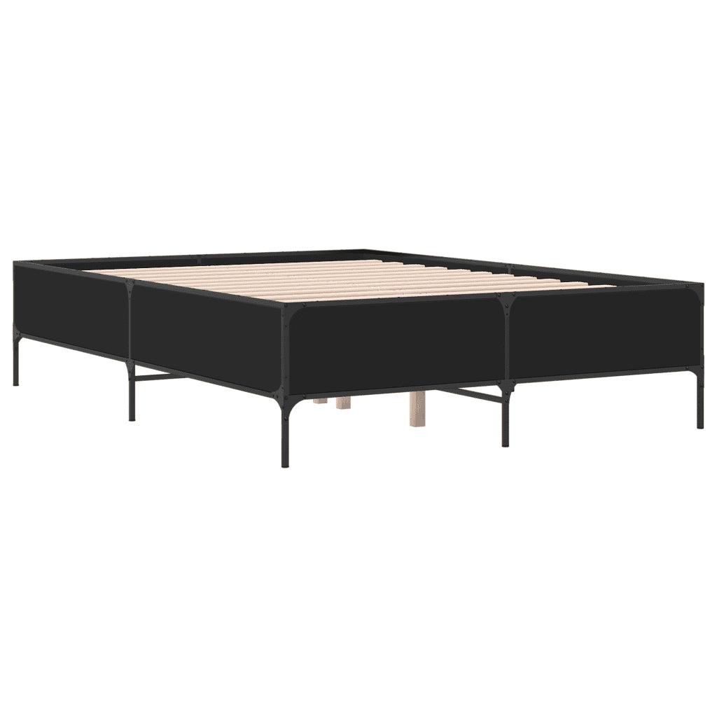 Giroletto-Struttura Letto Nero 140x190 cm in Legno Multistrato e Metallo 820334