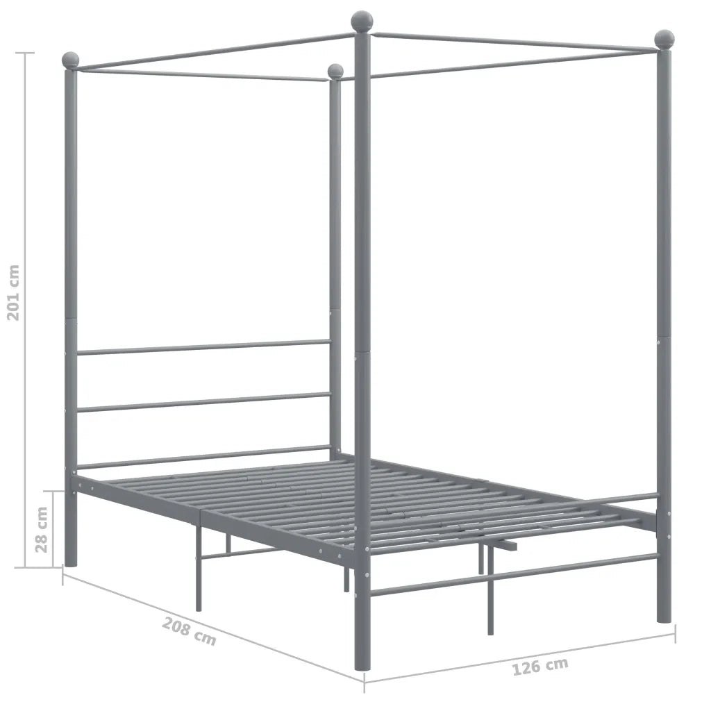 Letto a Baldacchino Grigio in Metallo 120x200 cm 325059