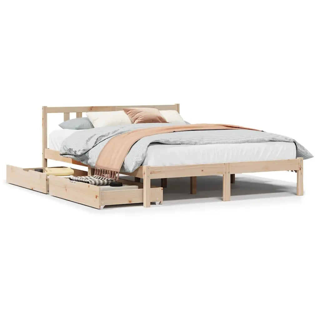 Letto senza Materasso 135x190 cm in Legno Massello di Pino 3301626