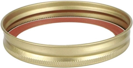 Deksel per contenitore alimentare in vetro - 10 pezzi - Copertura per contenitore alimentare a forma rotonda - Accessorio per cucina - Imbottito e sicuro - (70mm Anello dorato rotondo + piatto di chiusura)