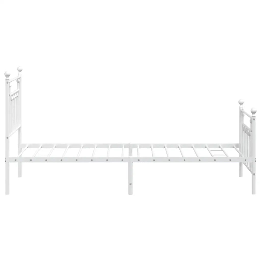 Giroletto con Testiera e Pediera-Struttura Letto Metallo Bianco 90x190 cm 314232