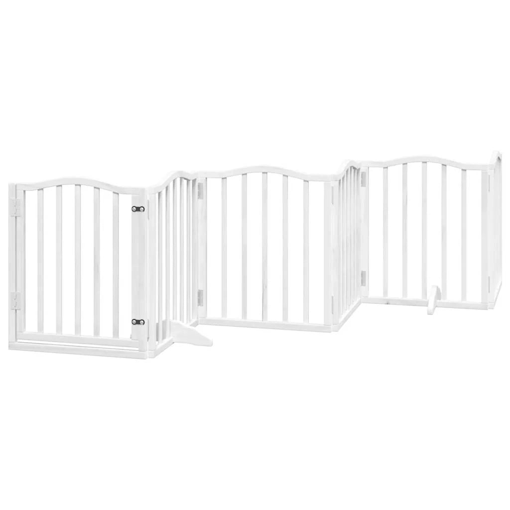 Cancelletto di sicurezza per cani porta pieghevole 9 pannelli legno di pioppo bianco 02_0023287