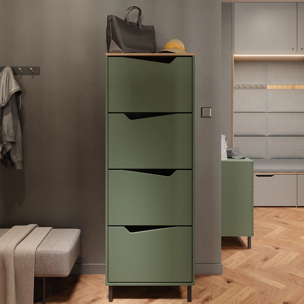 Vicco Scarpiera da ingresso Verde/Artigianale 60 x 167.4 cm con 4 scomparti