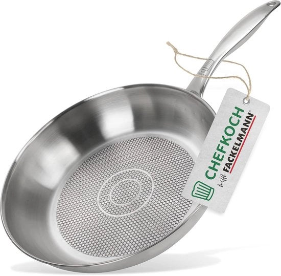 Padella a cerniera Ø 28 cm con fondo a ragnatela in acciaio inox di alta qualità - Adatto a tutti i fornelli